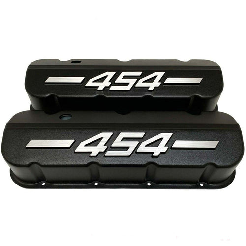 Big Block Chevy 454 - RAISED LOGO - Tall Valve Covers - Black