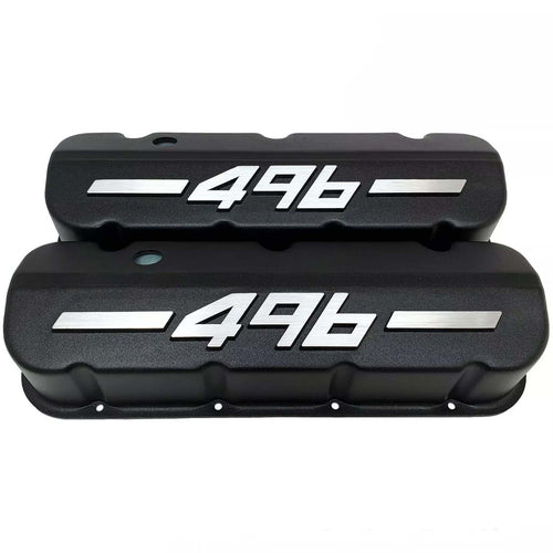 Big Block Chevy 496 - RAISED LOGO - Tall Valve Covers - Black
