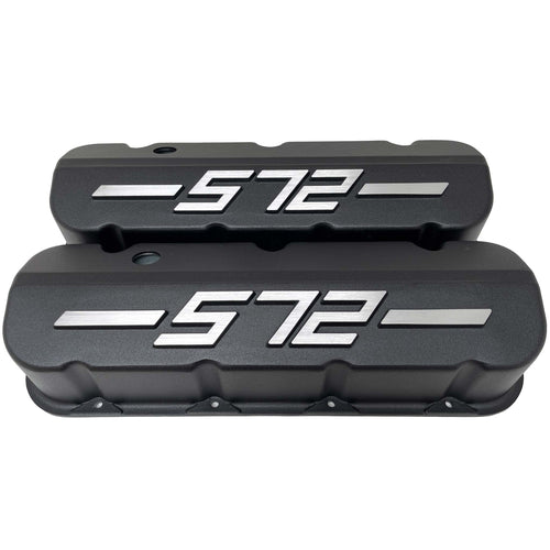 Big Block Chevy 572 - RAISED LOGO - Tall Valve Covers - Black