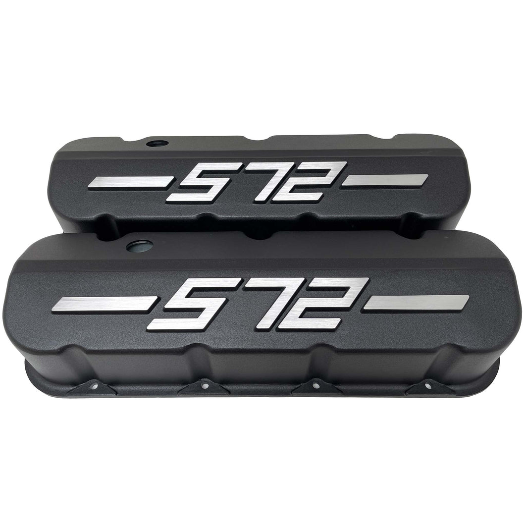 Big Block Chevy 572 - RAISED LOGO - Tall Valve Covers - Black