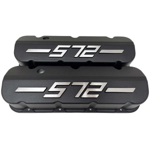 Big Block Chevy 572 - RAISED LOGO - Tall Valve Covers - Black
