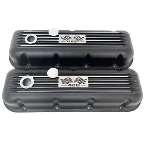 Big Block Chevy 468 Flag Logo Valve Covers - Black