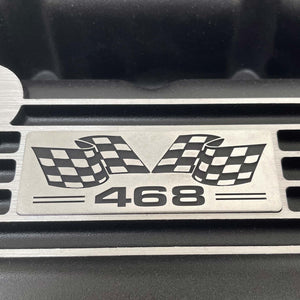 Big Block Chevy 468 Flag Logo Valve Covers - Black