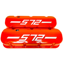 Load image into Gallery viewer, Big Block Chevy 572 - RAISED LOGO - Tall Valve Covers - Orange