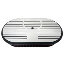 Load image into Gallery viewer, 15" Oval Billet Top Horizontal Air Cleaner Kit - Custom - Black