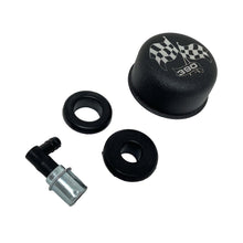 Load image into Gallery viewer, FE 390 Checkered Flag Valve Cover Breather &amp; Small PCV Valve - Black