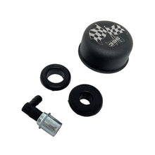 Load image into Gallery viewer, Chevy 396 Checkered Flag Valve Cover Breather &amp; Small PCV Valve - Black
