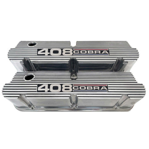 Ford Small Block Pentroof 408 Cobra Valve Covers - Tri-Color 2 - Polished