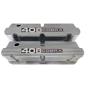 Ford Small Block Pentroof 408 Cobra Valve Covers - Tri-Color 2 - Polished
