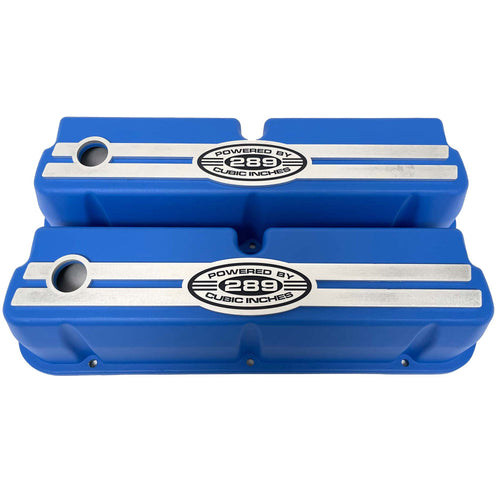 Ford Small Block 289 Tall Valve Covers - Oval Billet - Blue