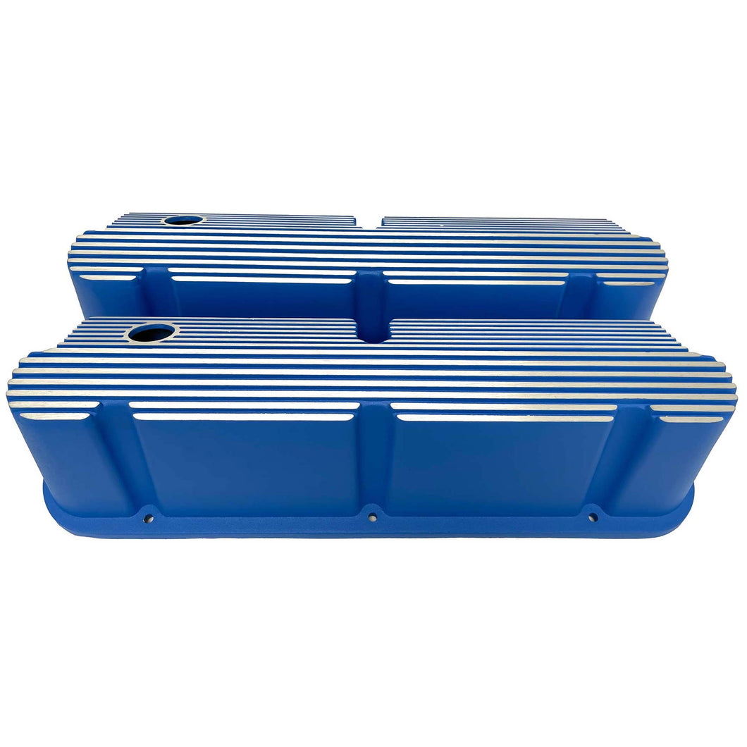 Ford Small Block Pentroof All-Finned Valve Covers - Blue