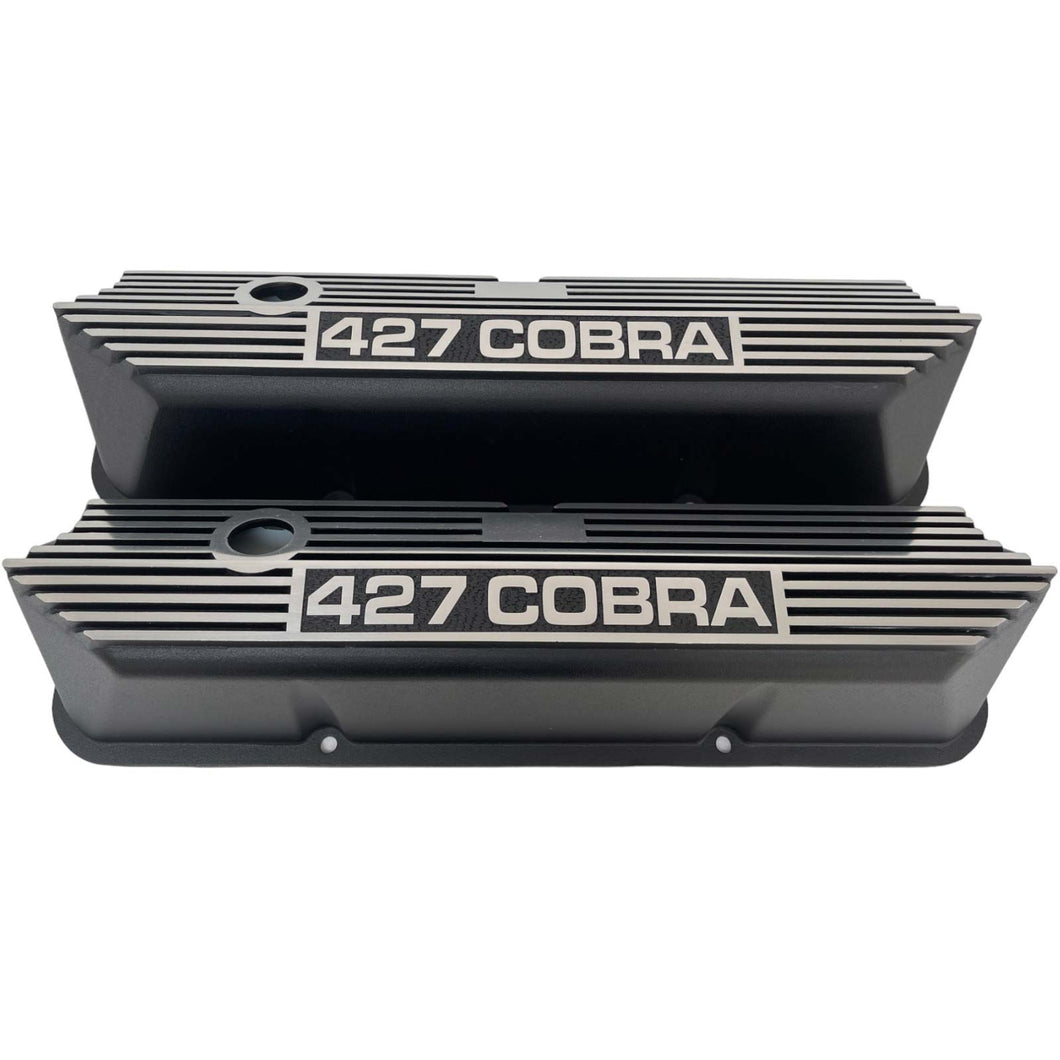 Ford FE Tall 427 Cobra Valve Covers - Long Plate - Black