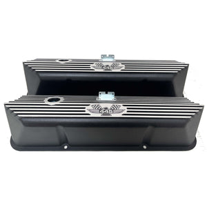 Ford FE Tall 445 American Eagle Valve Covers - Finned - Black