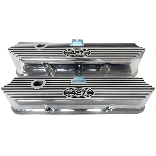 Ford FE Tall Powered By 427 Valve Covers - Polished