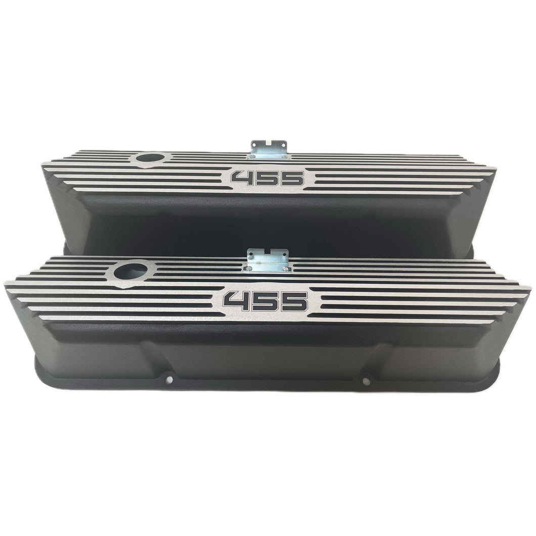 Ford FE 455 Valve Covers Tall Finned - Black