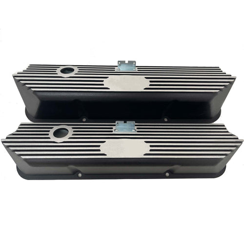 Ford FE Tall Valve Covers - Oval Plate - Custom Logo - Black