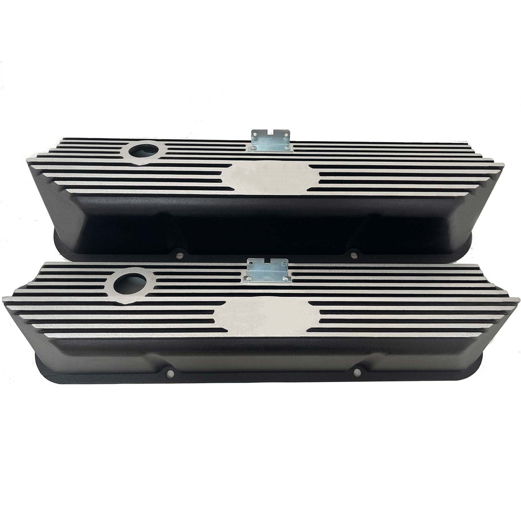 Ford FE Tall Valve Covers - Oval Plate - Custom Logo - Black