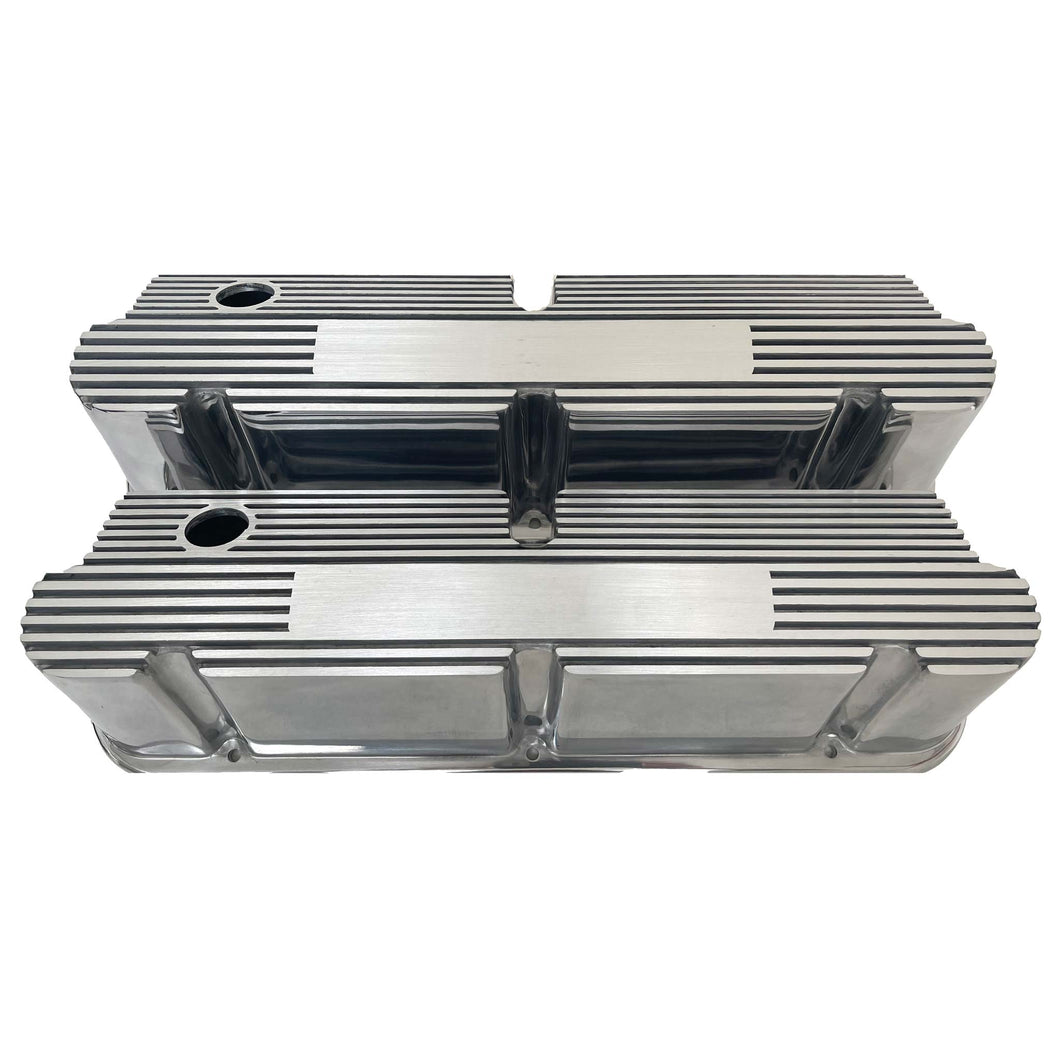 Ford Small Block Pentroof Finned Valve Covers - Custom - Polished