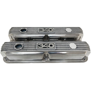 Mopar 340 Wedge Finned Valve Covers - Die-Cast Aluminum - Polished