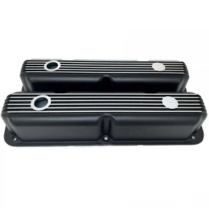 Mopar 318, 340, 360 ALL- Finned Valve Covers - Die-Cast Aluminum - Black