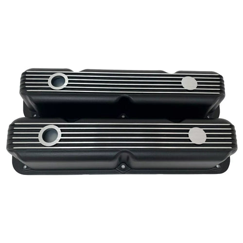 Mopar 318, 340, 360 ALL- Finned Valve Covers - Die-Cast Aluminum - Black