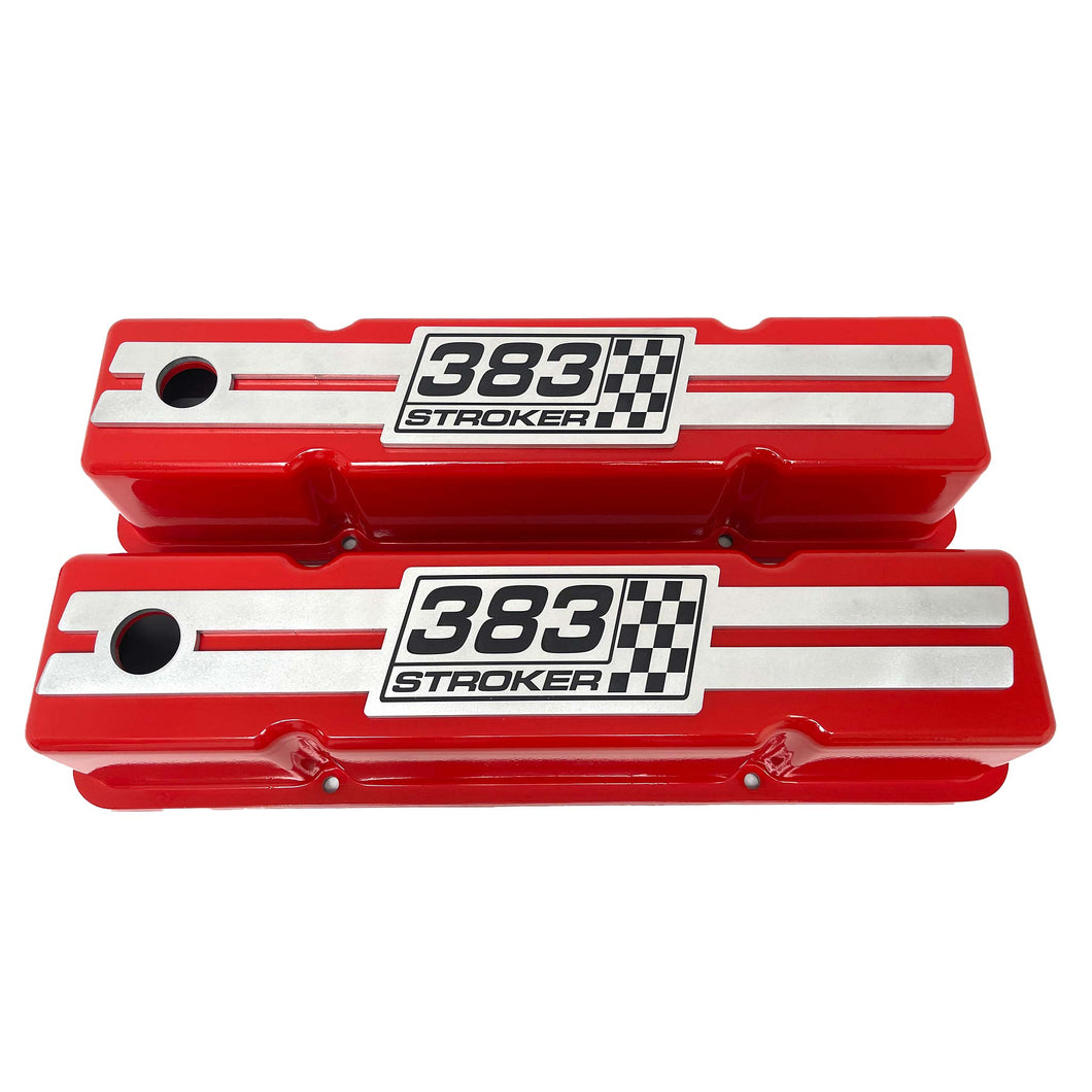 383 STROKER Raised Billet Top Valve Covers - Red
