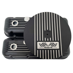 Big Block Chevy 454 Flag Logo Valve Covers & 13" Air Cleaner - Black