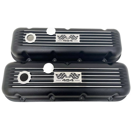 Big Block Chevy 454 Flag Logo Valve Covers - Black