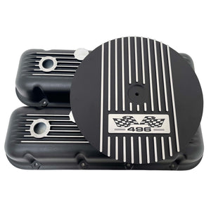 Big Block Chevy 496 Flag Logo Valve Covers & 13" Air Cleaner - Black
