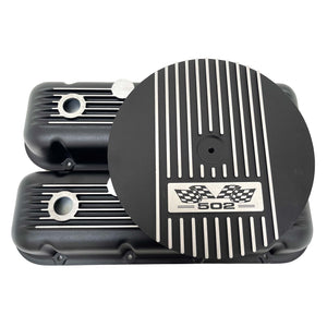 Big Block Chevy 502 Flag Logo Valve Covers & 13" Air Cleaner - Black