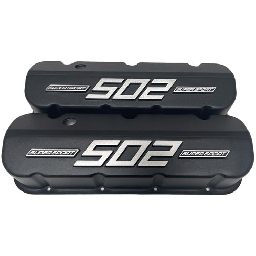 Big Block Chevy 502 Super Sport - RAISED LOGO - Tall Valve Covers - Black