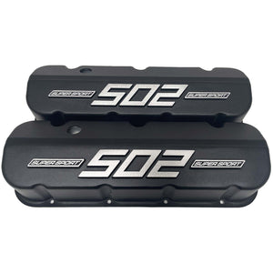 Big Block Chevy 502 Super Sport - RAISED LOGO - Tall Valve Covers - Black