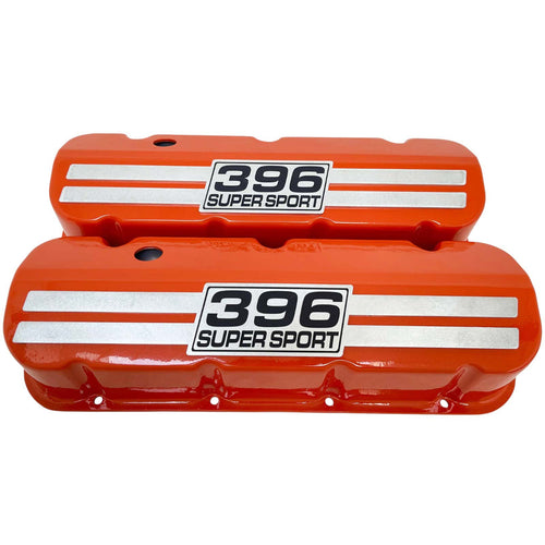 Big Block Chevy 396 Super Sport Tall Valve Covers - Billet Top - Orange