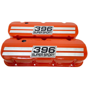 Big Block Chevy 396 Super Sport Tall Valve Covers - Billet Top - Orange
