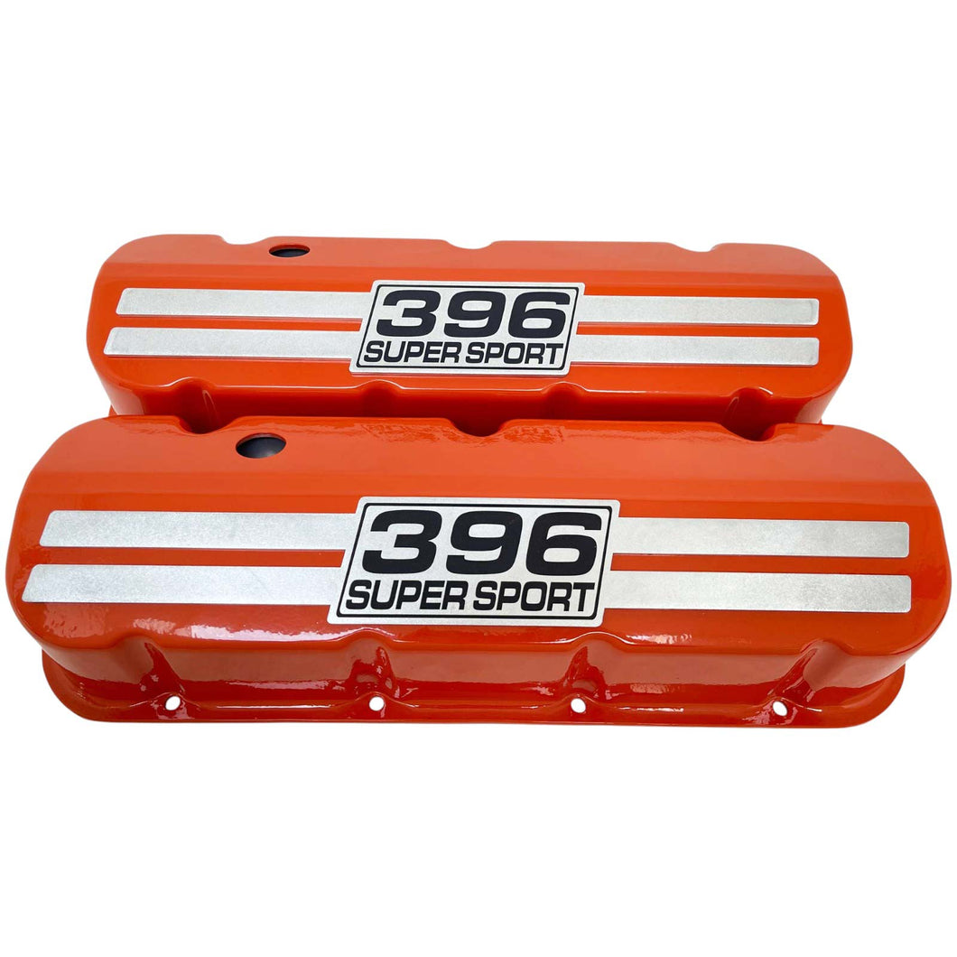 Big Block Chevy 396 Super Sport Tall Valve Covers - Billet Top - Orange