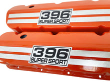 Load image into Gallery viewer, Big Block Chevy 396 Super Sport Tall Valve Covers - Billet Top - Orange
