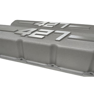 Big Block Chevy 427 - RAISED LOGO - Tall Valve Covers - Bead Blast