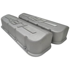 Big Block Chevy 427 - RAISED LOGO - Tall Valve Covers - Bead Blast