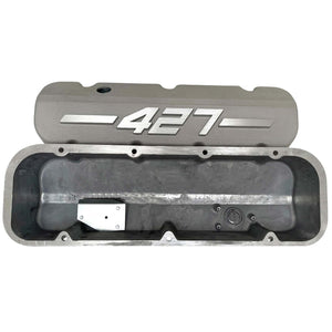 Big Block Chevy 427 - RAISED LOGO - Tall Valve Covers - Bead Blast