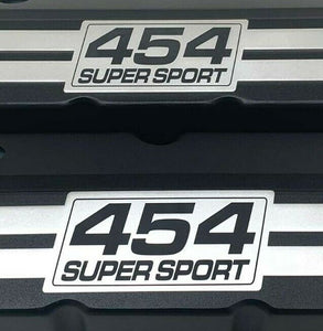 Big Block Chevy 454 Super Sport Tall Valve Covers - Billet Top - Black