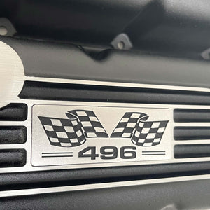 Big Block Chevy 496 Flag Logo Valve Covers - Black