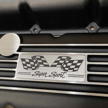Load image into Gallery viewer, Big Block Chevy Super Sport Flag Logo Valve Covers &amp; 13" Air Cleaner - Black
