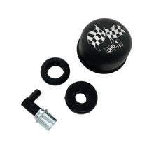 Load image into Gallery viewer, Ford 351 Checkered Flag Valve Cover Breather &amp; Small PCV Valve - Black