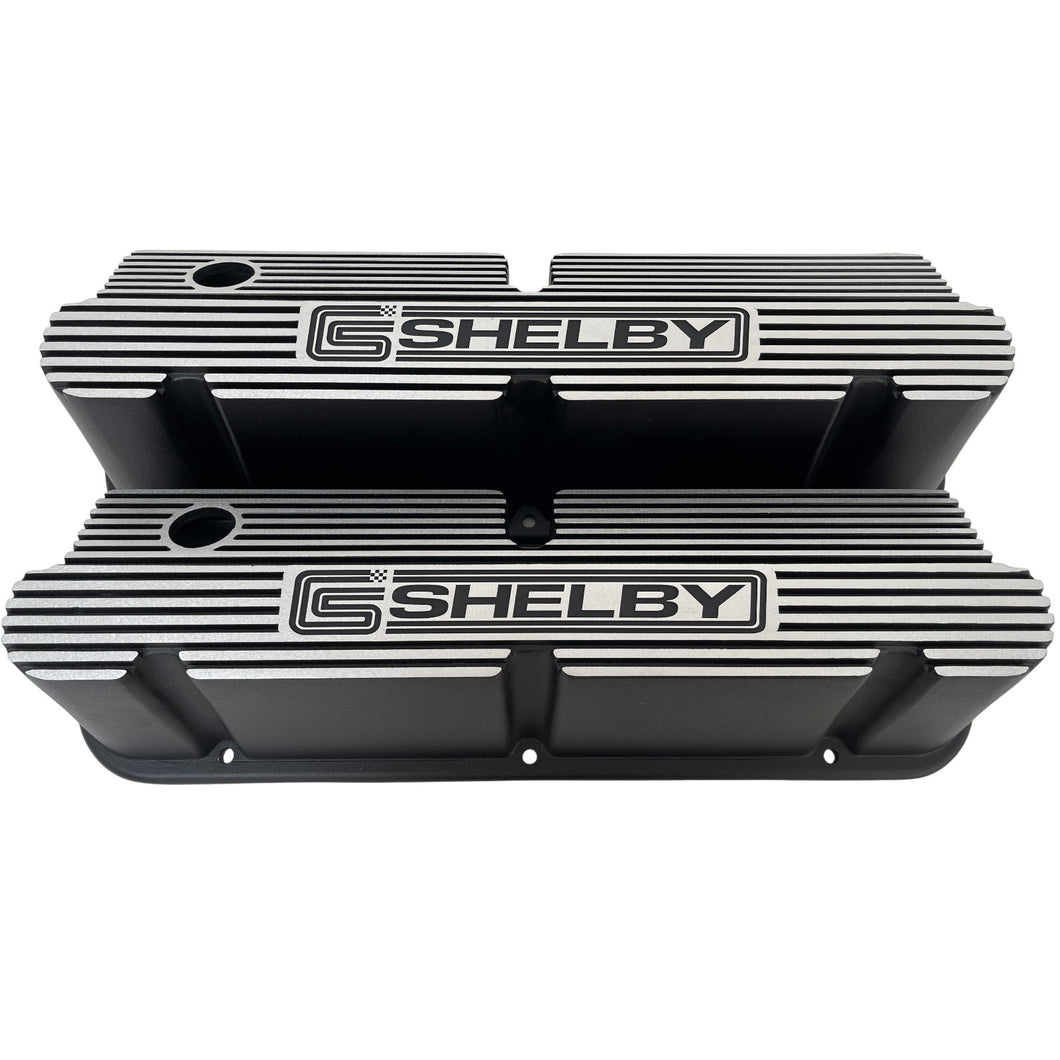 Ford 351W CS Shelby Logo Pentroof Valve Covers - Black