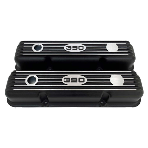 Ford FE 390 Short Finned Valve Covers - Black