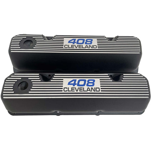 Ford 408 Cleveland - Finned Valve Covers - Black