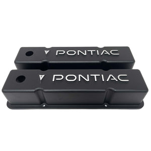 Pontiac Small Block Chevy Raised Letter Valve Covers - Black
