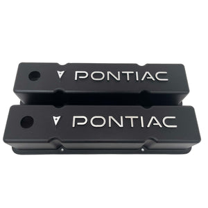 Pontiac Small Block Chevy Raised Letter Valve Covers - Black