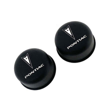 Load image into Gallery viewer, Pontiac Arrow &amp; Script Chrome Valve Cover Breather Set - Black