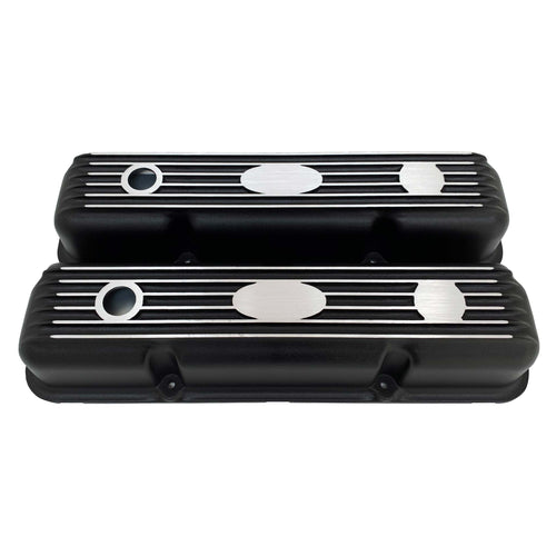 Ford FE Short Valve Covers - Custom Logo - Black